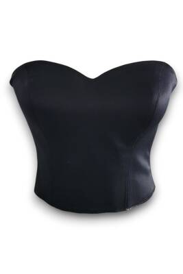 Siyah Saten Korse Büstiyer Hazır Beden Bağlamalı
