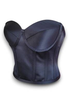 Siyah Saten Korse Büstiyer Hazır Beden - 3