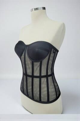 Siyah Transparan Korse Büstiyer - 4