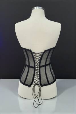 Siyah Transparan Korse Büstiyer - 5