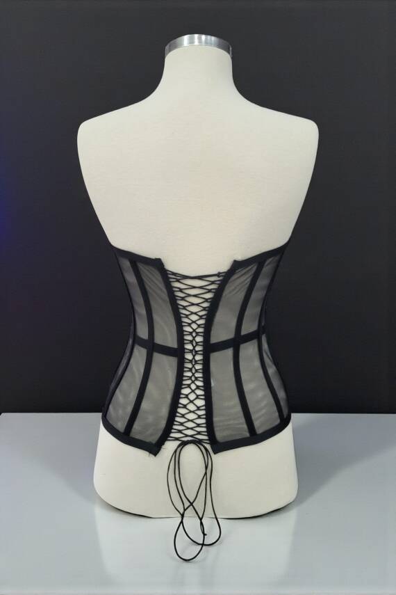 Siyah Transparan Korse Büstiyer - 5