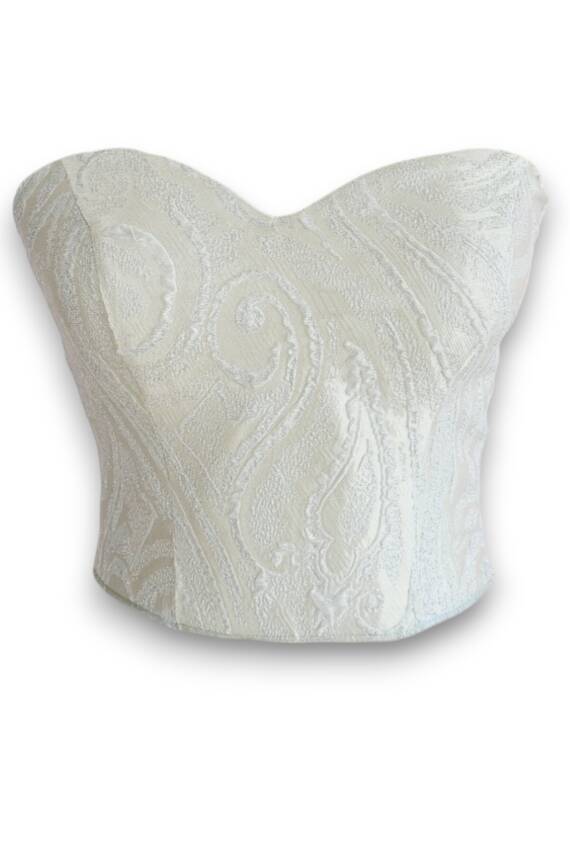 Su Yeşili Desenli Korse Büstiyer Bağlamalı - 2