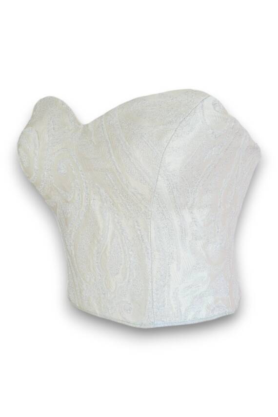 Su Yeşili Desenli Korse Büstiyer Bağlamalı - 4