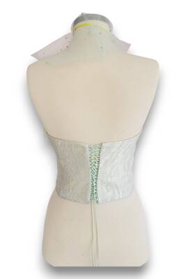 Su Yeşili Desenli Korse Büstiyer Bağlamalı - 5