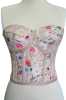 Nude Floral Patterned Tie-Up Corset Bustier - Thumbnail (3)