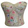 Nude Floral Patterned Tie-Up Corset Bustier - Thumbnail (1)