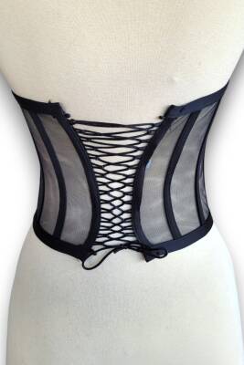 Transparan Balenli Bağlamalı Büstiyer Hazır Beden Siyah - 4