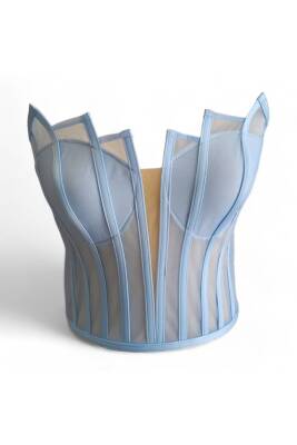 Transparan Balenli Korse Büstiyer Gelinlik Hazır Beden