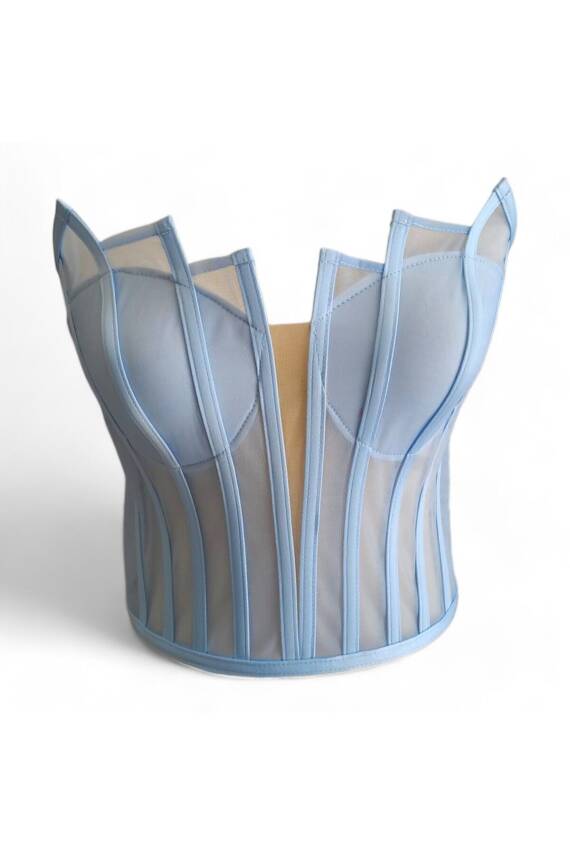 Transparan Balenli Korse Büstiyer Gelinlik Hazır Beden - 1