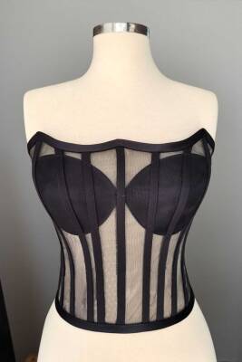 Transparan Balenli Korse Büstiyer Gelinlik Hazır Beden - 2