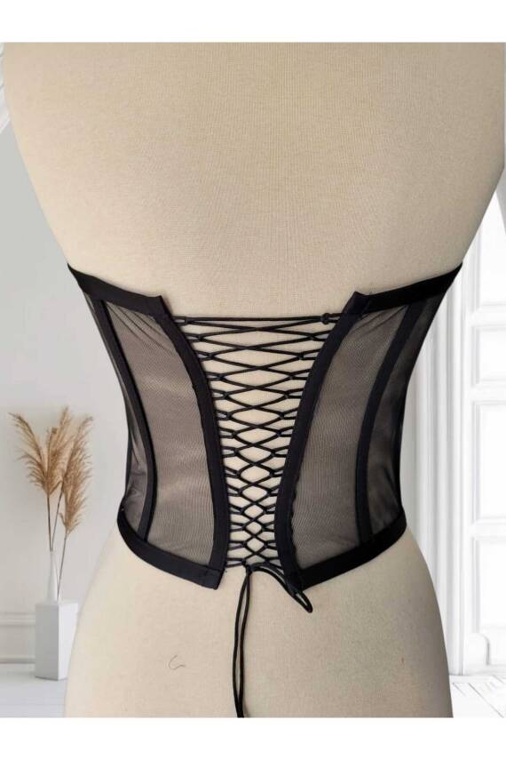 Transparan Balenli Korse Büstiyer Gelinlik Hazır Beden - 4