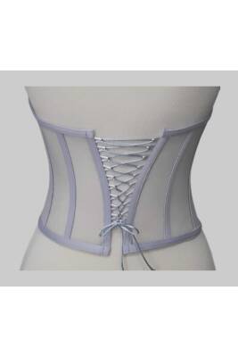 Transparan Balenli Korse Büstiyer Gri - 3