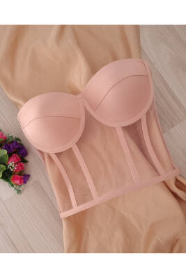 Transparan Korse Büstiyer Pudra Hazır Beden