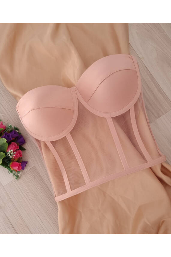 Transparan Korse Büstiyer Pudra Hazır Beden - 2