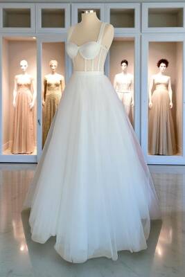 Transparan Maxi Boy Hazır Boş Tül Abiye ve Nikah Elbisesi - 3