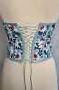 Light Green Floral Patterned Tie-Up Corset Bustier - Thumbnail (4)
