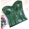 Emerald Green sequin fabric Corset Bustier - Thumbnail (1)