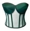 Emerald Green Transparent Boned Tie-up Bustier - Thumbnail (1)